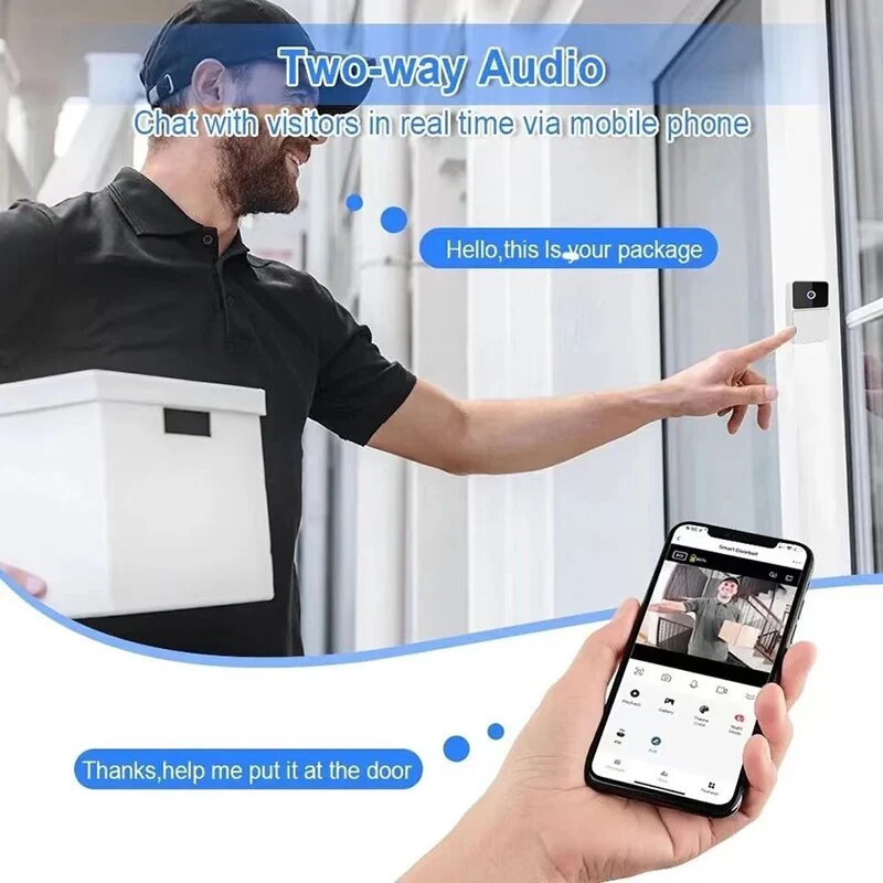 Protect your home with our feature-packed WiFi Video Doorbell. HD video, night vision, two-way intercom, and voice change. Monitor your doorstep from anywhere. Enjoy peace of mind with wireless smart home security.  